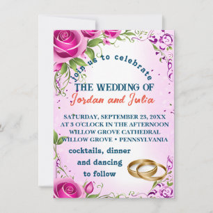 Convite para casamento com flores