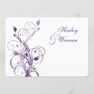 Convite para Casamento com Flores de Roxo e Branco