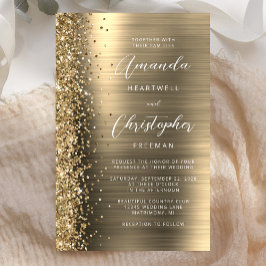 Convite para Casamento com Glam Glitter Dourado de