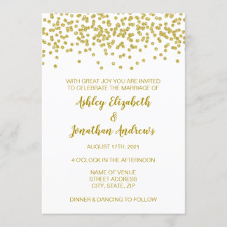 Convite para Casamento com Glitter de ouro