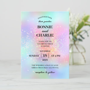 Convite para Casamento com Glitter Holográfico de