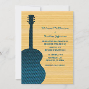 Convite para Casamento com Guitarra Azul