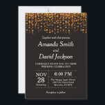 Convite para Casamento com Lâmpadas Pretas e Doura<br><div class="desc">Convite para Casamento Glitter Preto e Dourado. Digital Imprimível. Para mais personalização,  clique no botão "Personalizar" e use nossa ferramenta de design para modificar este modelo.</div>