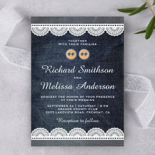Convite para Casamento com Locais Brancos de Denim