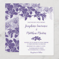 Convite para Casamento com Orquídeas Roxas Elegant