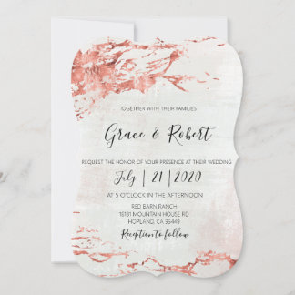 Convite para Casamento com textura Rústica de Rosa