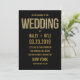 Convite Para Casamento Com Tipografia Dourada E Tí (Em pé/Frente)