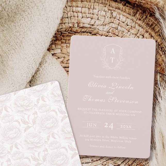 Convite para Casamento Cor-de-Rosa Esmagada com Pi (Criador carregado)
