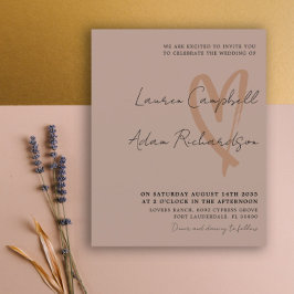 Convite para Casamento Coração Moderno Terracotta