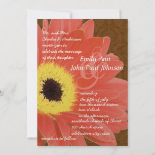 Convite para Casamento Coral Gerber Daisy