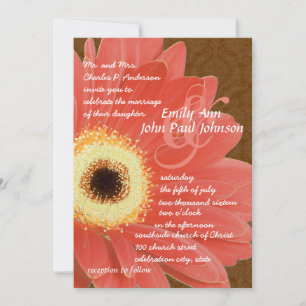 Convite para Casamento Coral Gerber Daisy