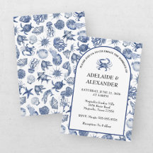 Convite para Casamento Costeiro Azul