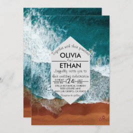 Convite para Casamento Costeiro Azul marinho Cláss