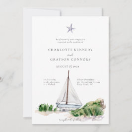 Convite para Casamento Costeiro de Ocean Beach Wat