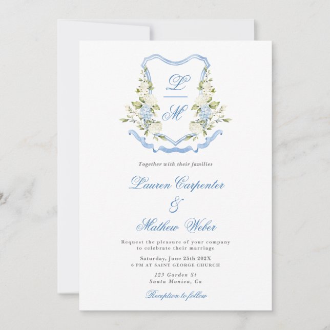 Convite para Casamento Crest Watercolor (Frente)