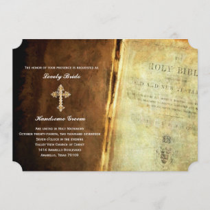 Convite para Casamento Cristão da Cruz Dourada da 