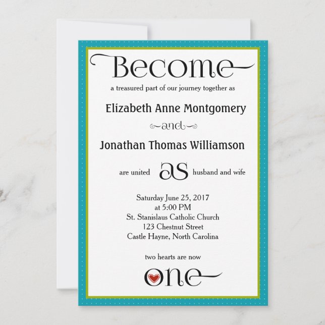 Convite para Casamento Cristão de Ogee Azul (Frente)