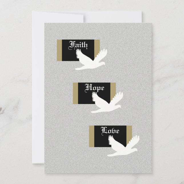 Convite para Casamento Cristão — Fé, Esperança e A (Frente)