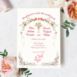 Convite para Casamento Cristão Floral Elegante Ros