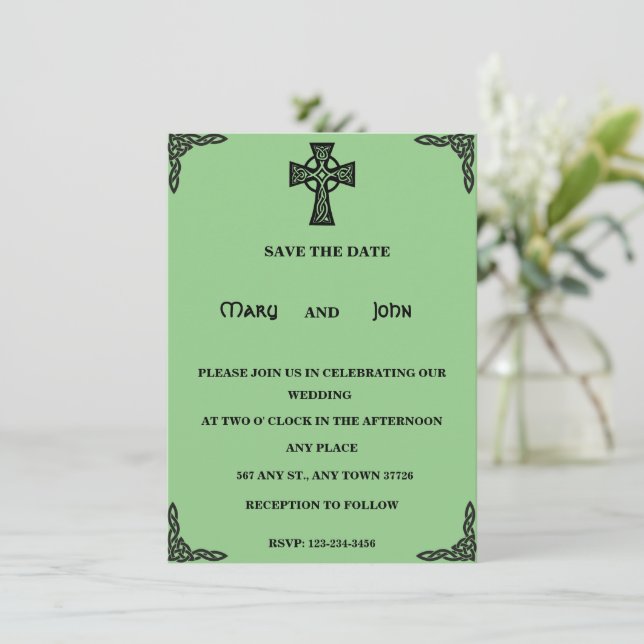 Convite para Casamento Cruzado Celta (Em pé/Frente)