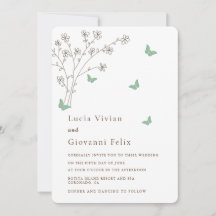 Convite para casamento da Borboleta Dourada Escura