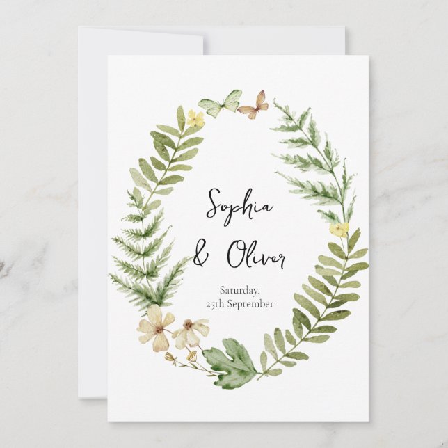 Convite para Casamento da Borboleta Romântica de F (Frente)