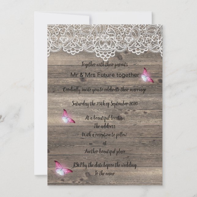 Convite para casamento da borboleta russa vintage (Frente)
