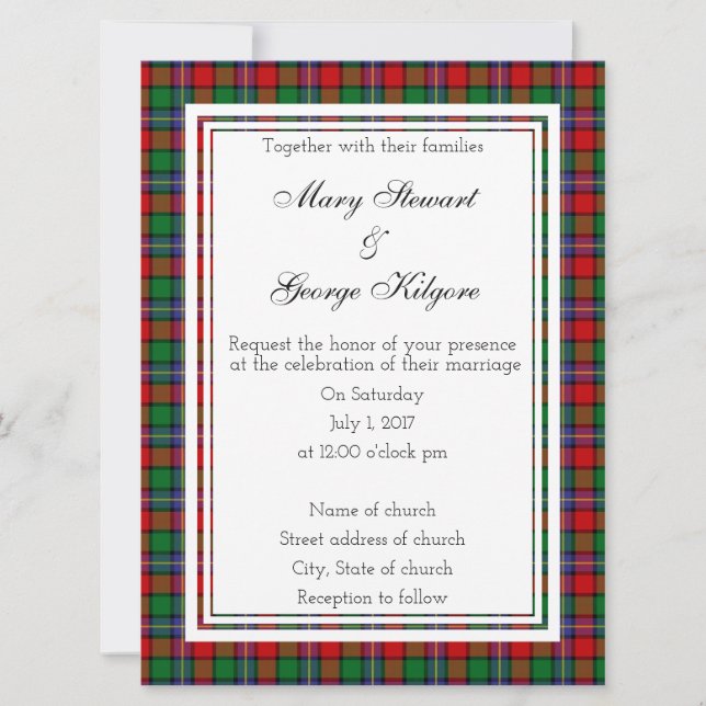 Convite para Casamento da Escócia Kilgore (Frente)