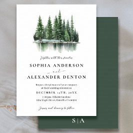 Convite para casamento da floresta de pinheiros de