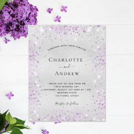 Convite para casamento da lavanda roxa de prata