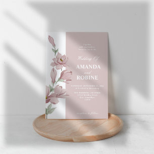Convite para Casamento da Magnólia Rosa Elegante