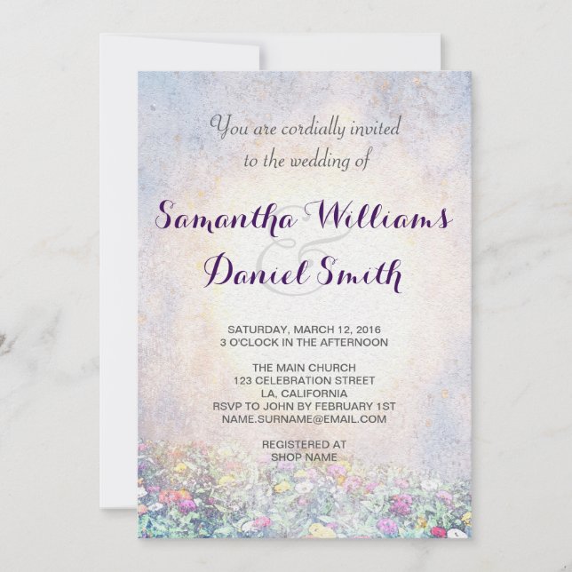 Convite para Casamento da Natureza Lilac Elegante (Frente)