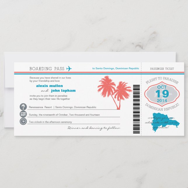 Convite para casamento da República Dominicana (Frente)