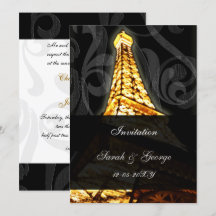 convite para casamento da Torre de Ouro Effel Pari