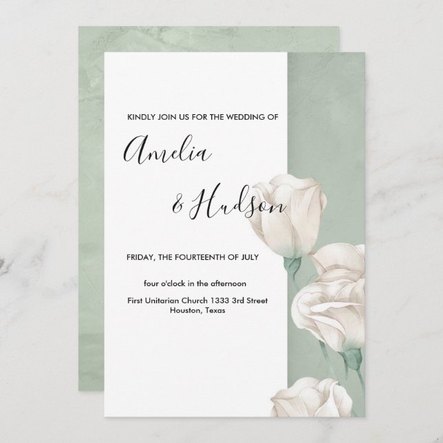 convite para casamento da Trendy Greenery (Frente/Verso)