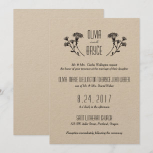 Convite para Casamento da Wild Flowers Kraft