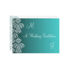 Convite para Casamento Damask Turquoise