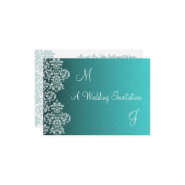 Convite para Casamento Damask Turquoise
