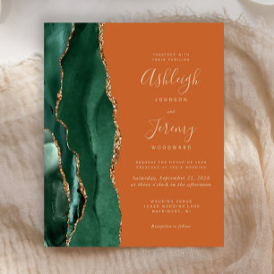 Convite para casamento de agata verde Emerald Rust