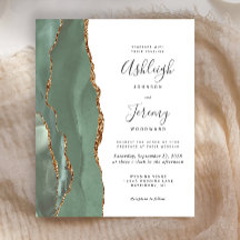 Convite para Casamento de Agatas Douradas Verde Sa