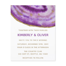 Convite para Casamento de Agato Dourado e Roxo do 