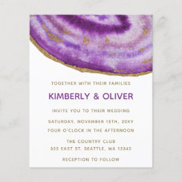 Convite para Casamento de Agato Dourado e Roxo do 