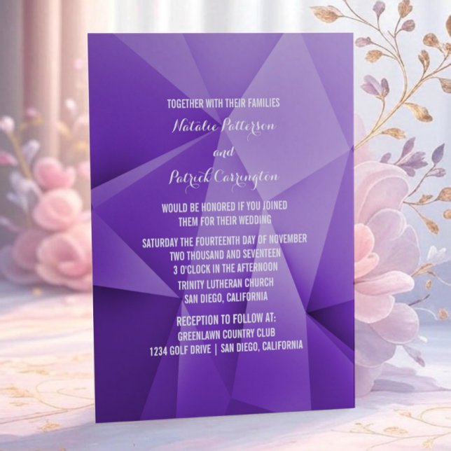 Convite para Casamento de Ametyst Jewel Tones (Amethyst Jewel Tones Wedding Invitation)