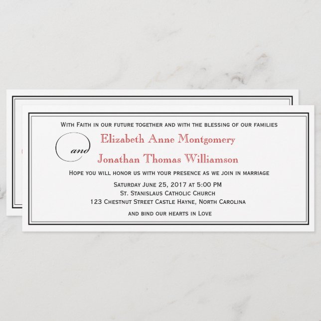 Convite para Casamento de Amor com Esperança Verme (Frente/Verso)