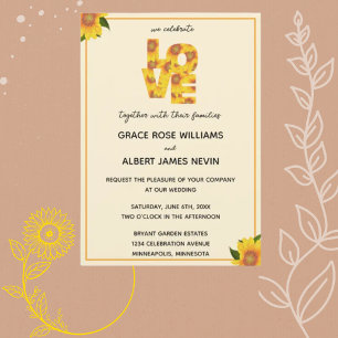 Convite para Casamento de Amor Elegante Simples de