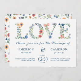 Convite para casamento de amor floral
