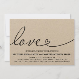 Convite para Casamento de Amor - Papel Kraft
