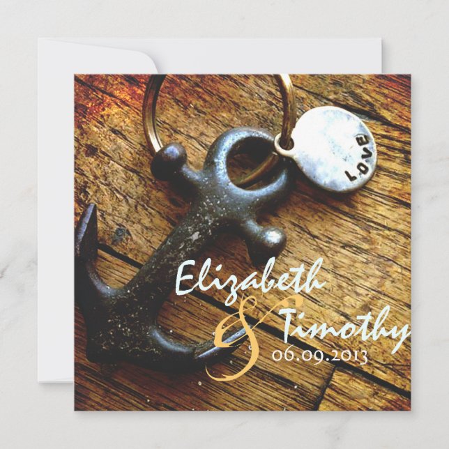 Convite para Casamento de Âncora de Amor (Frente)