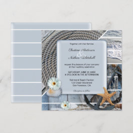 Convite para Casamento de Âncora Náutica Dusty Blu