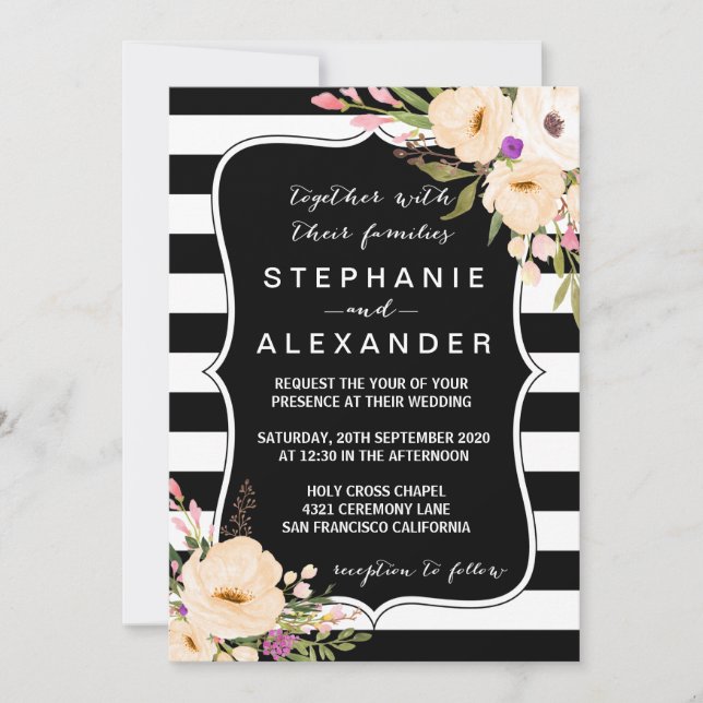 Convite para Casamento de Anemone de Watercolor Bl (Frente)